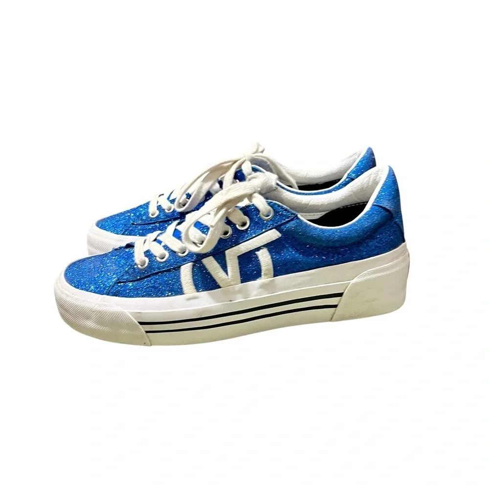 Vans Sid Ni Glitter Sneakers Size 9.5 Blue